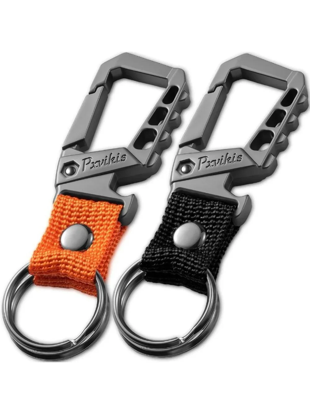 Heavy-Duty Metal Carabiner Keychain Clip & Bottle Opener with Lanyard Ring